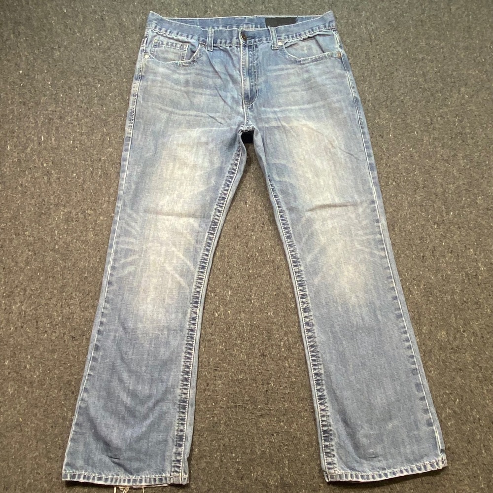 Axel Wolcott Jeans Sz 36 Mens Blue Skater Thick Stitch Light‎ Wash Straight Leg